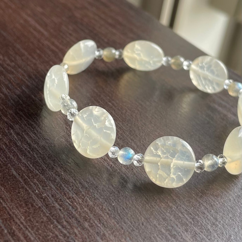 ラブラドライト ボタンカット ブレスレット 8.5mm #NN076