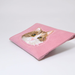 ☆SALE☆　ふんわりねこ刺繡　名刺入れ・カードケース〈ピンク〉 3枚目の画像