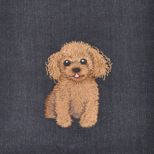 ブラウントイプードル刺繍 A5サイズブックカバー（縦書き右開き用