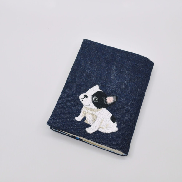 フレブルベビー刺繍　ブックカバー文庫本サイズ〈デニム〉 3枚目の画像