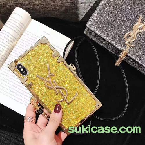 SAINT LAURENT ロゴ入り iPhone ケース ショルダーストラップ付 SAINT LAURENT ロゴ入り iPhone ケース ショルダーストラップ付
