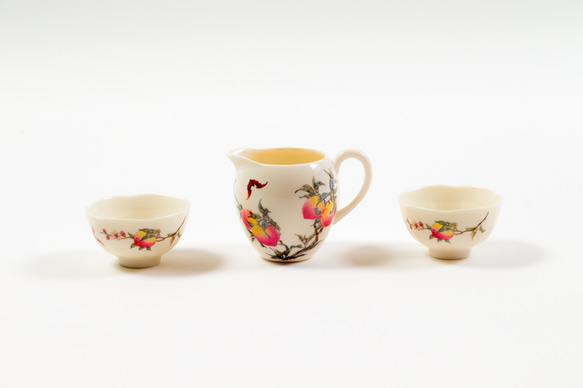 オノエコウタさん　中国茶　日本茶　茶器　茶道具　茶杯2個未使用 如意 紅茶 3客セット 片口 湯呑 急須 宝瓶 小 青白磁 茶器セット 煎茶 食器