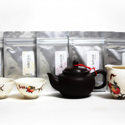 台湾茶 茶器 茶葉 本格おすすめ入門セット（登頂烏龍茶、ジャスミン茶、蜜香紅茶、東方美人茶、文山包種茶）中国茶 1枚目の画像