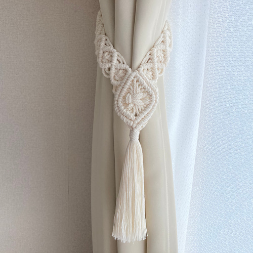 送料無料】マクラメ編みダイヤカーテンタッセル その他インテリア雑貨