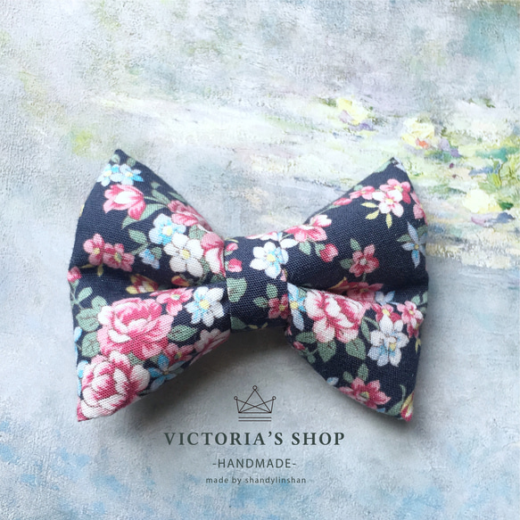 繁花/棉質澎澎蝴蝶結髮夾/Victoria.s.shop 第1張的照片