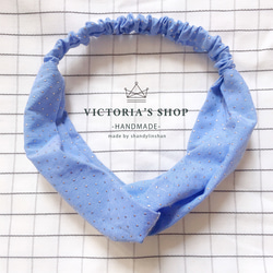 ウィンドアンドサン/グレイブルークロス弾性ヘアバンド/ Victoria.s.shop 6枚目の画像