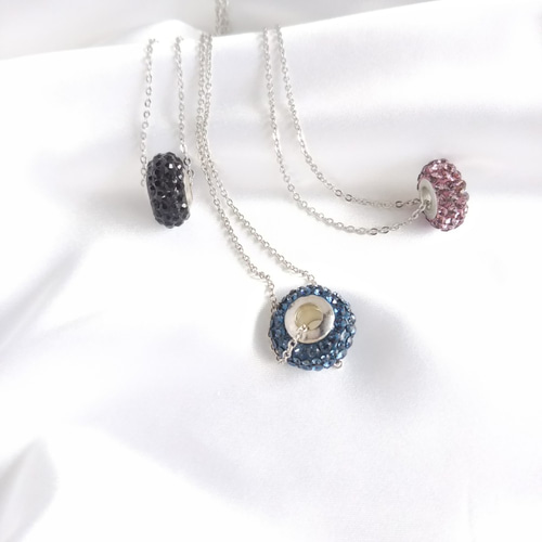 スワロフスキー　グルーデコ用 スワロフスキー～秋冬色ロンデルPP18@グルーデコ® ネックレス