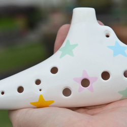 はじめてのオカリナ　初心者やお子さんのための楽器♪（color：星柄Marble）８歳程度～ 小学生クリスマスプレゼント 3枚目の画像