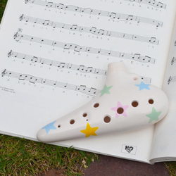 はじめてのオカリナ　初心者やお子さんのための楽器♪（color：星柄Marble）８歳程度～ 小学生クリスマスプレゼント 4枚目の画像