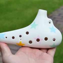 はじめてのオカリナ　初心者やお子さんのための楽器♪（color：星柄Marble）８歳程度～ 小学生クリスマスプレゼント 5枚目の画像