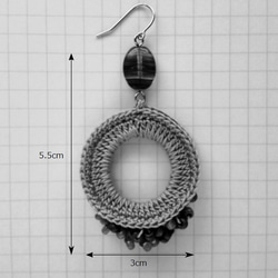 レース編みリングとビーズのピアス 6枚目の画像