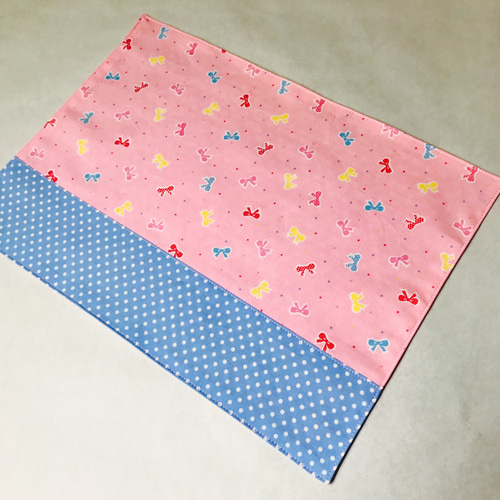 再販】リボン&ドット ピンク トリオセットが入るお弁当袋&コップ袋