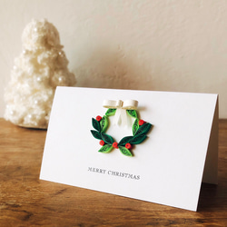 クリスマスカード（グリーン）紙で出来てる立体カード 1枚目の画像