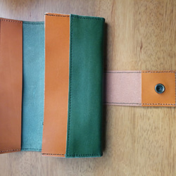 【受注製作】本革 アースカラーの長財布 (グリーン) 3枚目の画像