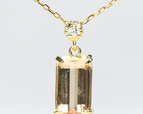 ばすらパールとダイヤのペンダントK18 K18 インペリアル トパーズ ダイヤ ペンダント BU088 ネックレス