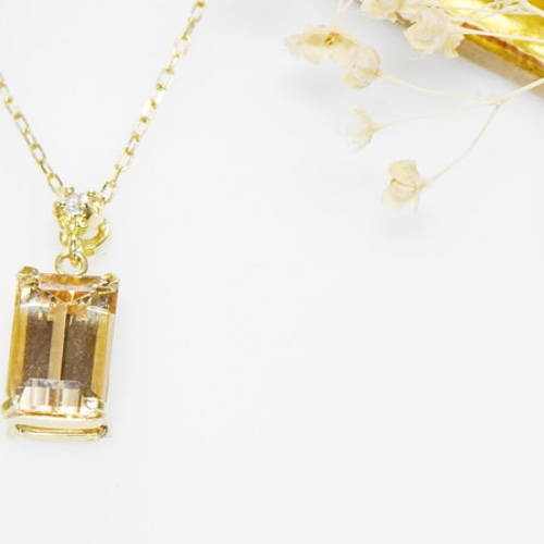 ばすらパールとダイヤのペンダントK18 K18 インペリアル トパーズ ダイヤ ペンダント BU088 ネックレス