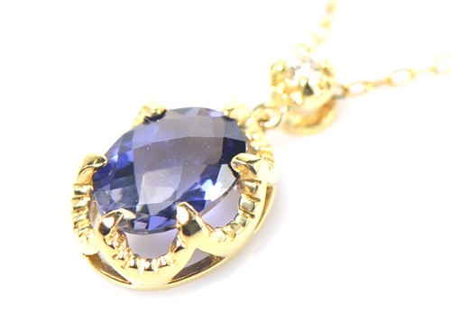 K18 アイオライト ダイヤ ペンダント クラウディア BQ00888