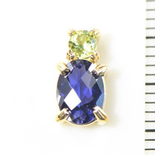 K18 アイオライト ぺリドット ペンダントトップ YK-BA0777