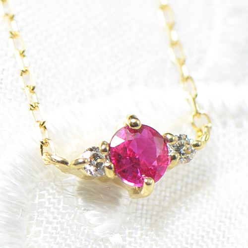 K18 上質 ルビー ダイヤ ペンダント ネックレス CC061-YP-113