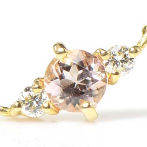 K10 インペリアルトパーズ シェリーカラー×ダイヤ ペンダント K10