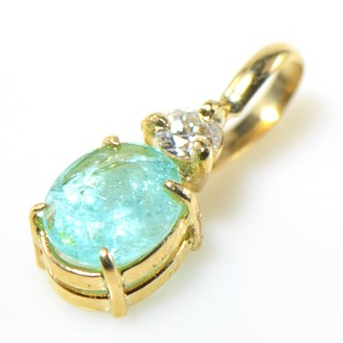 キ*ア様 K18天然パライバトルマリン ダイヤ ペンダントトップ K18