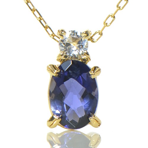 K18 アイオライト ホワイトトパーズ ペンダントトップ YK-BA0822