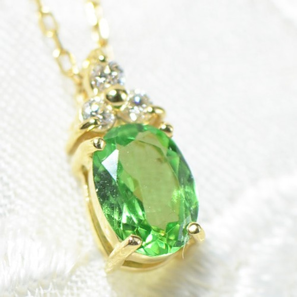 K18グリーンガーネットダイヤモンドネックレス