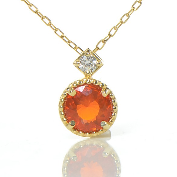 K18 ファイアーオパール ダイヤ ペンダント BY0533