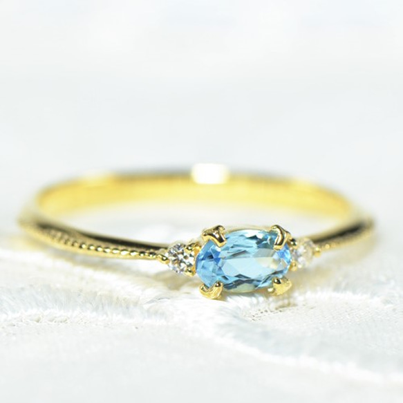 K18 サンタマリア アクアマリン ダイヤ リング BP00770 指輪・リング
