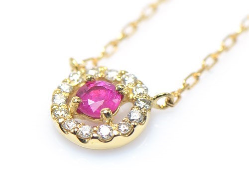 K18 ルビー ダイヤ ペンダント ネックレス CC036CI