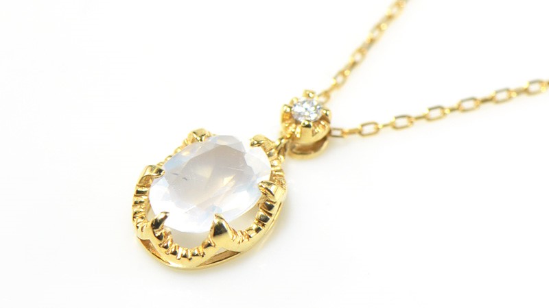 K18 ムーンストーン ダイヤ ペンダント YK-BB021