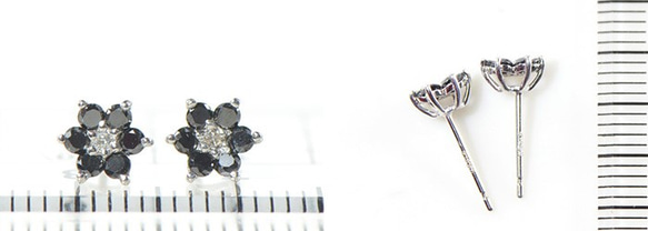 K18　ブラック×ホワイト　ダイヤモンド（S）K18ホワイトゴールド　ピアス　YK-BB030CI 5枚目の画像