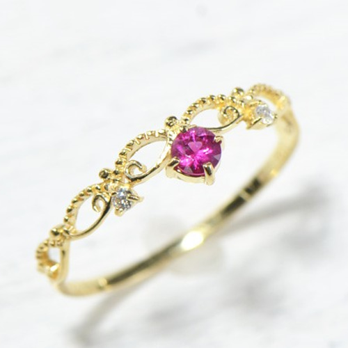 K18 ルビー ダイヤ リング BX0266 指輪・リング kyfactory 通販