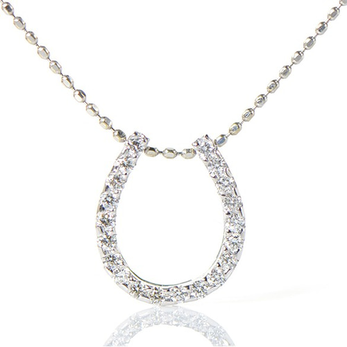 K18 ダイヤモンド ホースシュー【M】 ペンダントトップ K18ホワイト