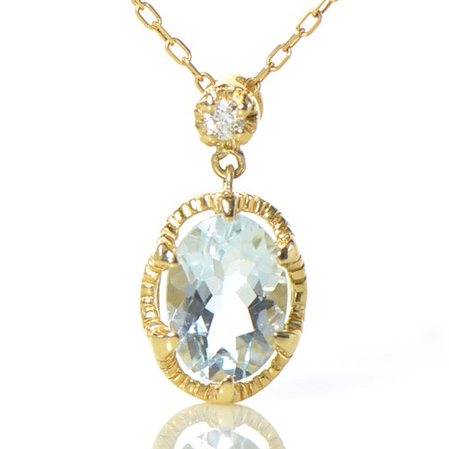 K10 アクアマリン ダイヤ ペンダント CA0099