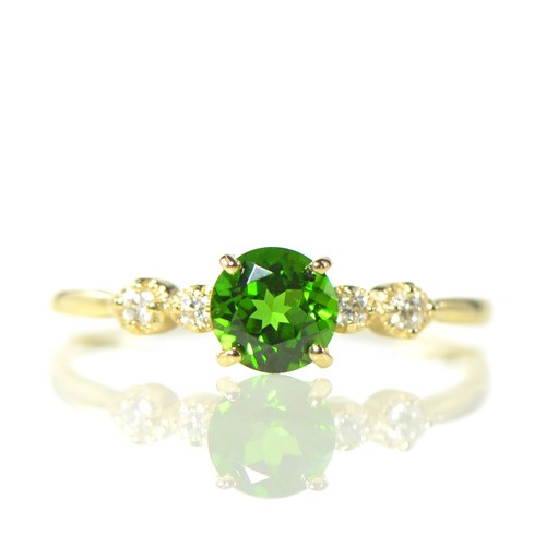 K18/プラチナ クロム ダイオプサイト ダイヤ リング BZ0455