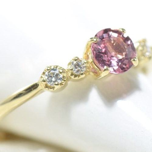 新品未使用k18パパラチアサファイア0.19ct ダイヤモンド0.15ctリング K18 パパラチアサファイア×ダイヤモンド リング K18イエローゴールド