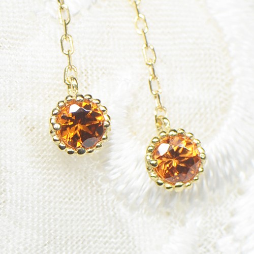 K18 スペサルティンガーネット ピアス BO018CI ピアス（フック 