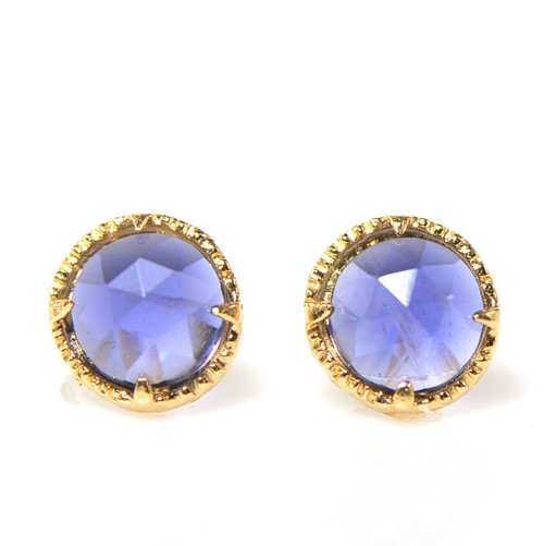 K18 アイオライト ローズカット ピアス YK-BH0233