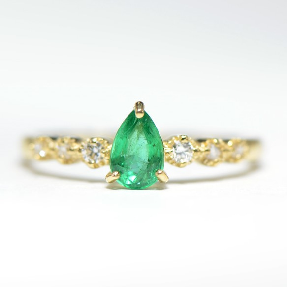 K18 コロンビア産 エメラルド ダイヤ リング BQ052CI 指輪・リング 