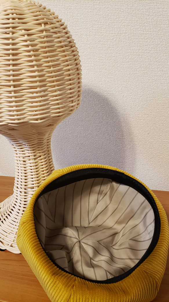 【受注生産・大人用】８ウェール太畝コーデュロイのベレー帽　マスタード 3枚目の画像