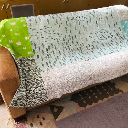 リバーシブルバスケットカバー＊ミナペルホネンハギレ＊フリーカバー ミナペルホネン ハギレブランケット／ソファーカバー 壁掛けラック