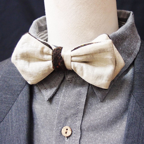 毛料咖啡彩色點與香檳金領結 Bow tie-雙面可用*情人節 第8張的照片
