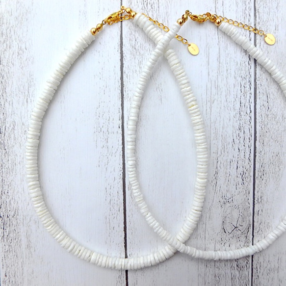 White Clamshell Necklace/14kgf ホワイトクラムシェル ネックレス 2枚目の画像