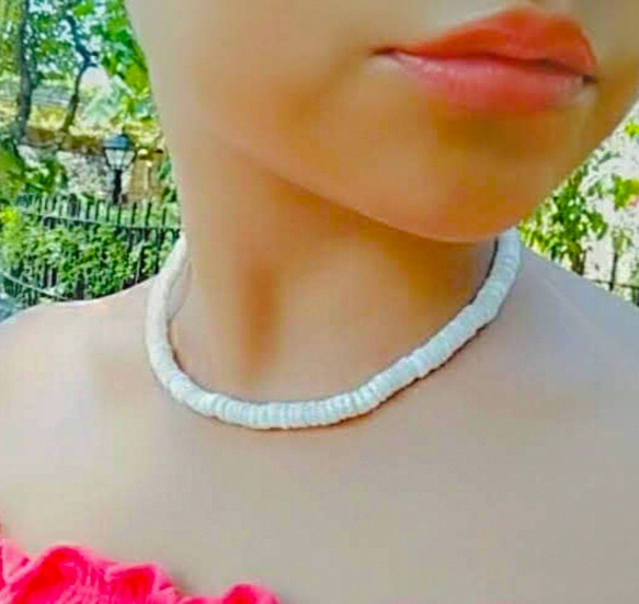 White Clamshell Necklace/14kgf ホワイトクラムシェル ネックレス 5枚目の画像