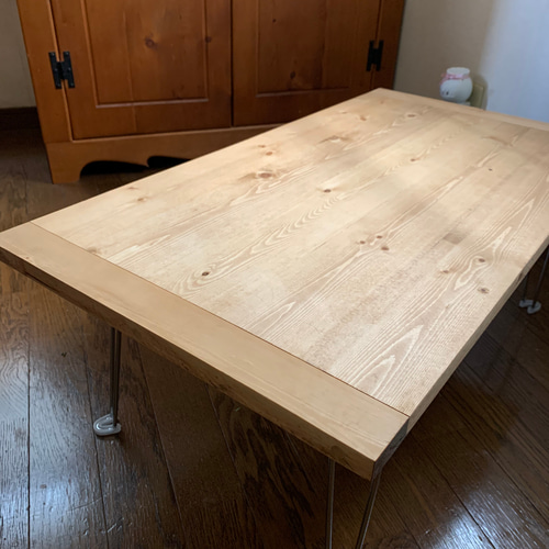 【OD】杉とアイアンの折りたたみテーブル【ハンドメイド家具】 32.アイアン脚の折りたたみテーブル90×40 テーブル/リビング