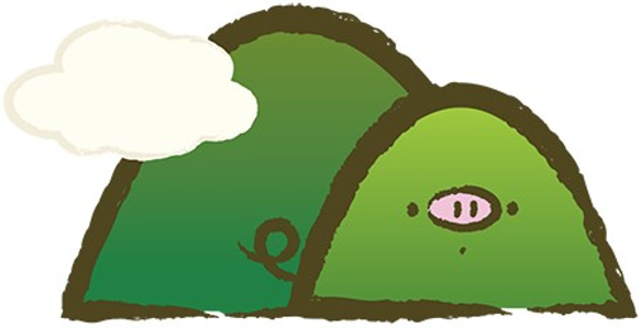 日本插畫家P:ggy-山と雲とぶたと  山雲小豬側背包胚芽米 第3張的照片