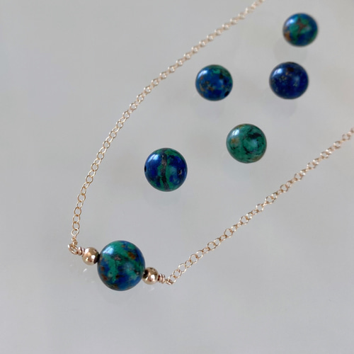 14K 585 天然石 ネックレス ターコイズ クリソコラ 重量54.1g