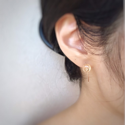 14KGF】シトリンのゴールドコインワイヤーピアス ピアス（その他