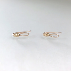 [14KGF] 凹紋米珠線耳環-2way 第1張的照片